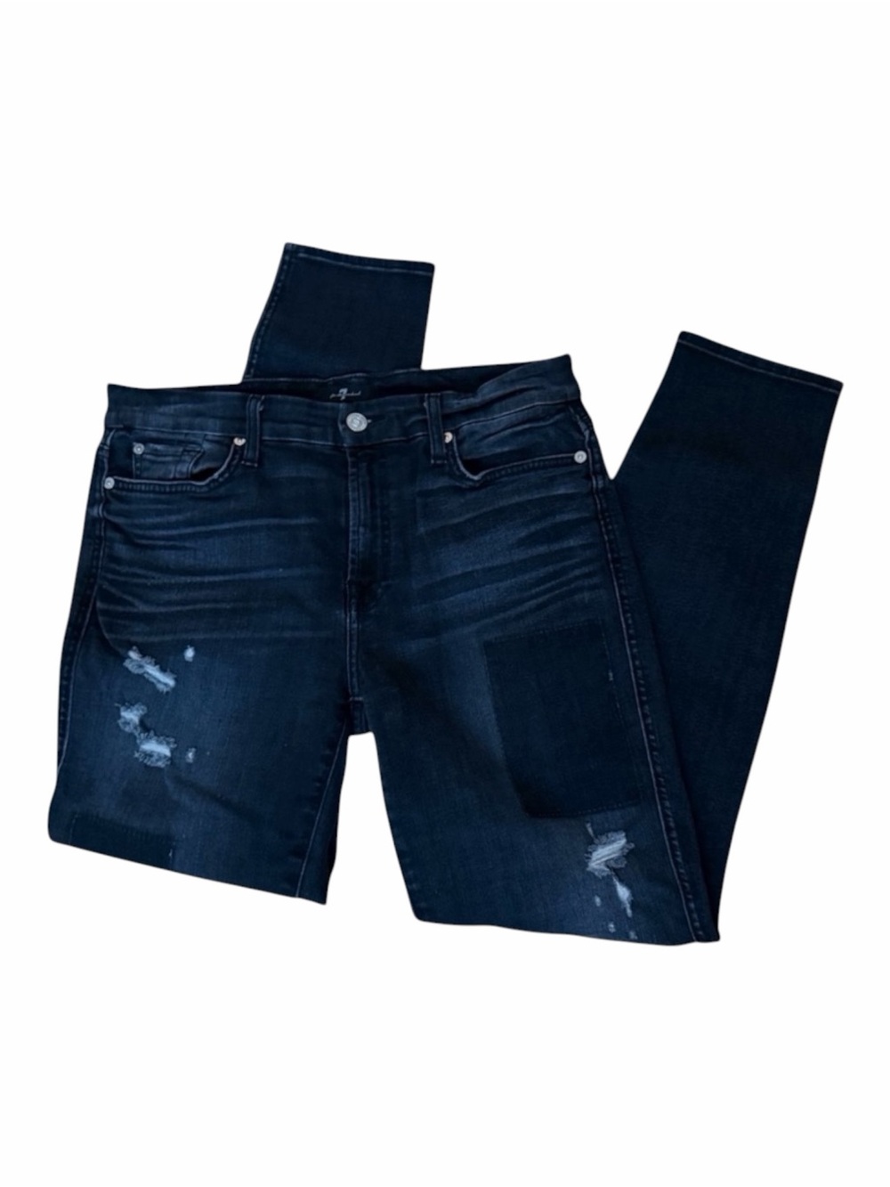 7 For All Mankind Dark Wash Distressed Jeans